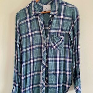 Rails Green and White Casual Button Down Shirt